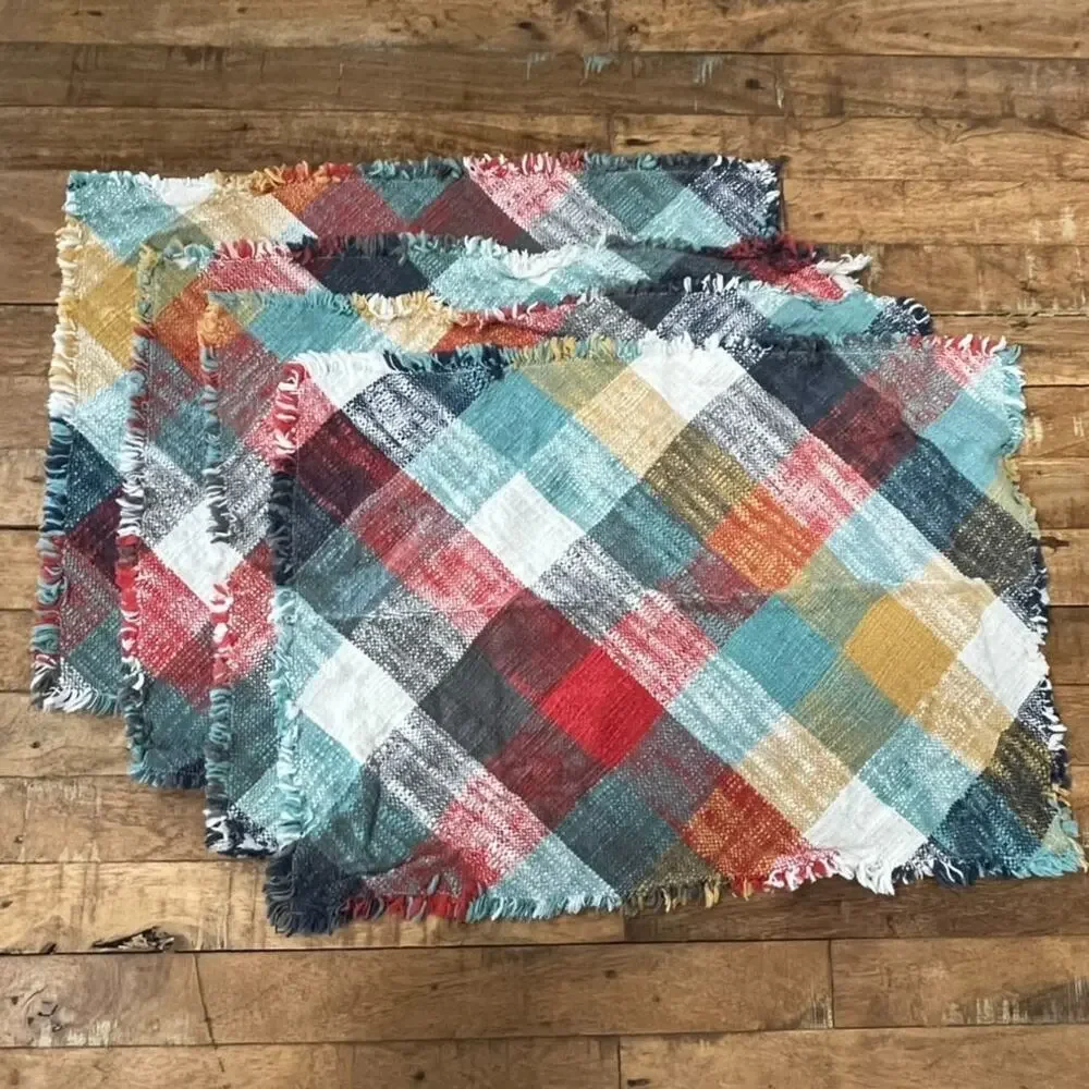 Threshold Cotton Multi-Color Woven Plaid Placemats 18